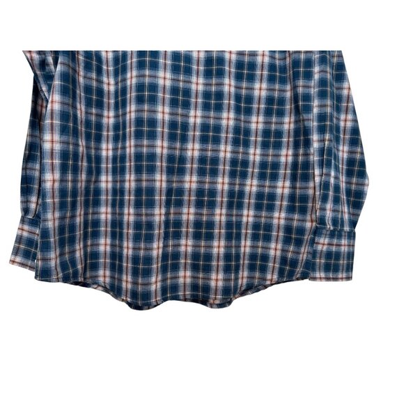 Wrangler Western Button Down Tshirt Womens Large Blue Plaid Pearl Snap Cowgirl - Picture 11 of 16